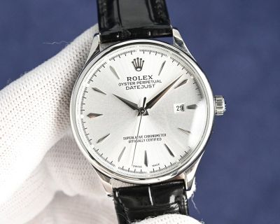 Rolex Datejust 8215 Movement 40mm 316L Steel RG/WG Case Italian Leather Band Watch